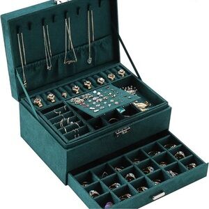 Jewelry Boxes for Women Green Large Jewelry Box Organizer for Women Lockable